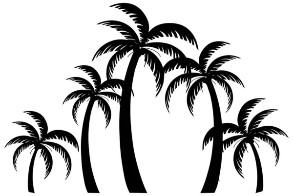 Silhouette Coconut Trees White Background Illustration — Stock Vector