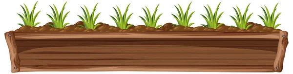 Plantas Verdes Caja Madera Sobre Fondo Blanco Ilustración — Vector de stock