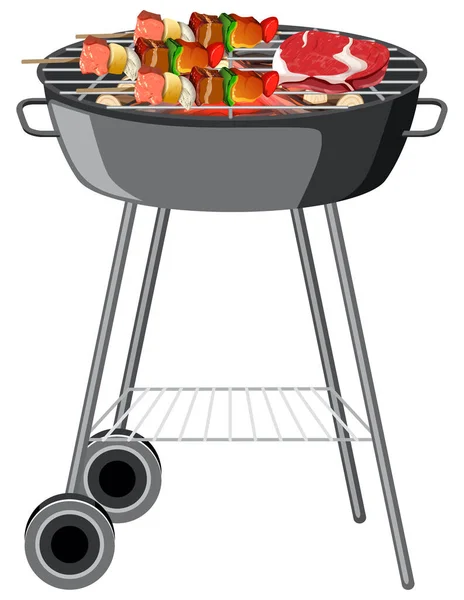 Nourriture Sur Barbecue Grill Sur Fond Blanc Illustration — Image vectorielle
