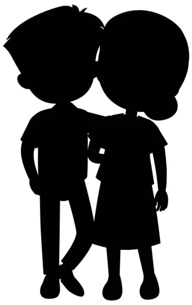 Silhouette Mann Und Frau Zusammen Auf Weißem Hintergrund Illustration — Stockvektor