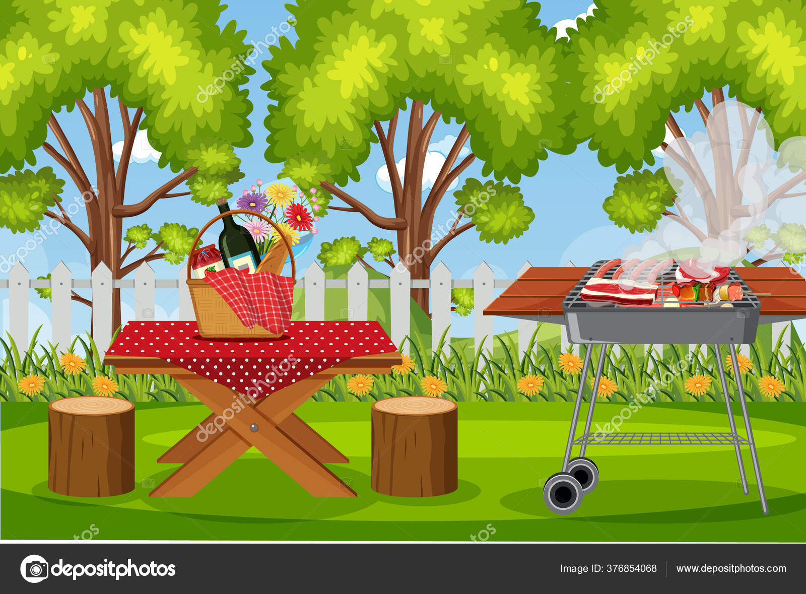 Scene Bbq Grill Food Picnic Table Park Illustration Stock Vector Image by ©brgfx #376854068 Scene Bbq Grill Food Picnic Table Park Illustration Stock Vector Image by ©brgfx #376854068