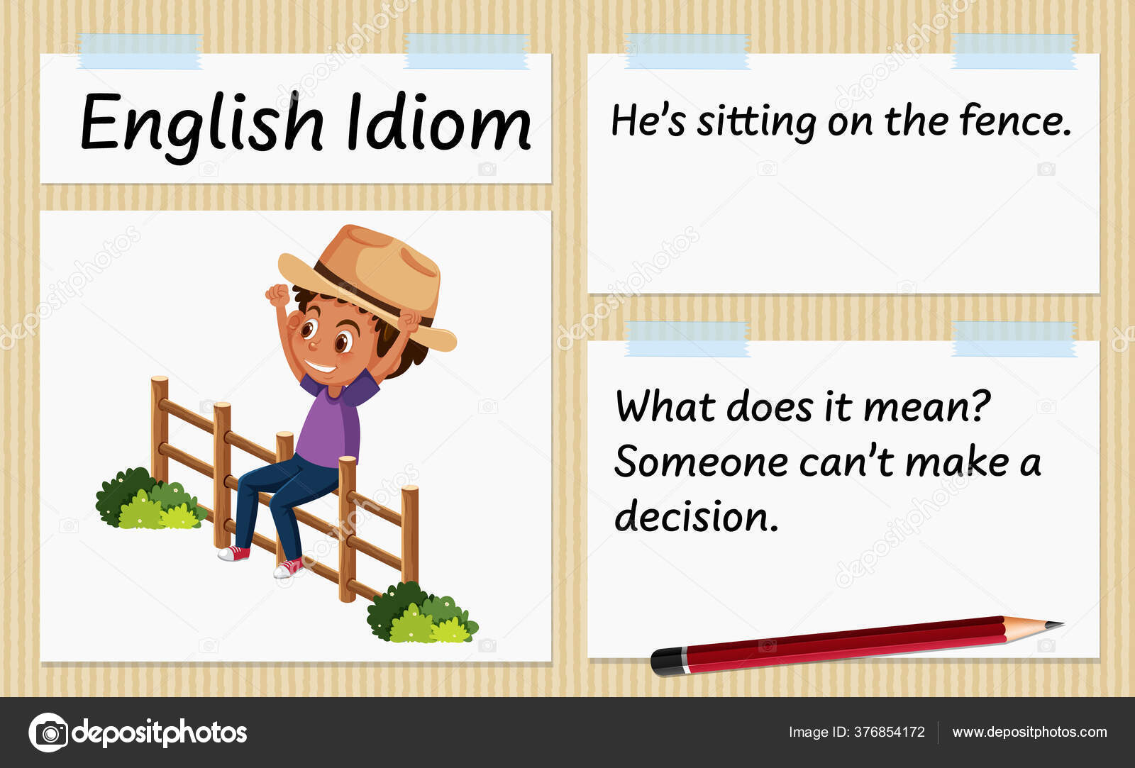 Idioma Inglés Que Está Sentado Ilustración Plantilla Valla vector