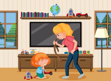 Anne babaların evdeki resimlerde ailelerine zorbalık ettiği sahne.