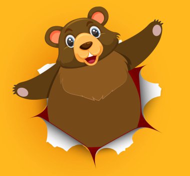 Çatlak duvar çiziminden çıkan sevimli ayı.