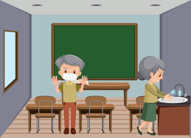 Oda resimlerinde yaşlı bir çiftin olduğu sahne.