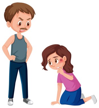 Kadın resimlerine zorbalık eden bir erkeğin aile içi şiddet sahnesi