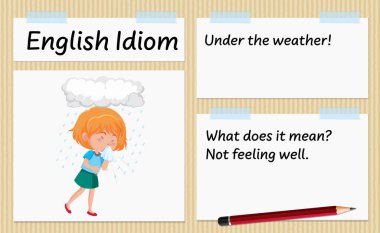 English idiom under the weather template illustration clipart