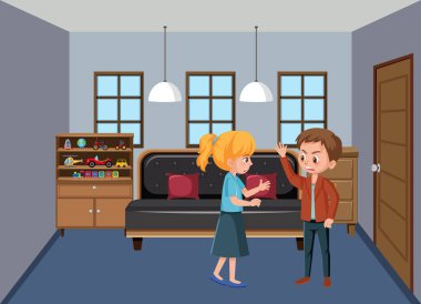 Kocasının karısına evde vurduğu sahne.