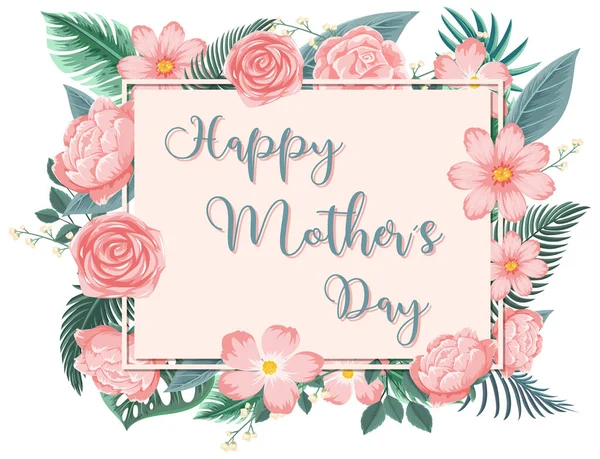 Wzór Wzór Szczęśliwy Dzień Matki Różowymi Różami Ilustracja — Wektor stockowy