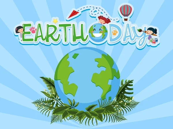 Poster Design Pour Happy Earth Day Avec Des Plantes Sur — Image vectorielle