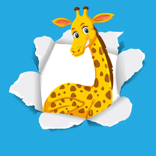 Wzór Tła Dziką Żyrafą Niebieskim Papierze Ilustracja — Wektor stockowy