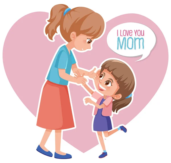 Template Design Happy Mother Day Mom Girl Illustration — Stock Vector