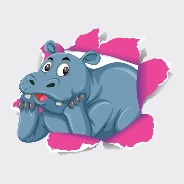 Diseño Plantilla Fondo Con Ilustración Hipopótamo Salvaje — Vector de stock