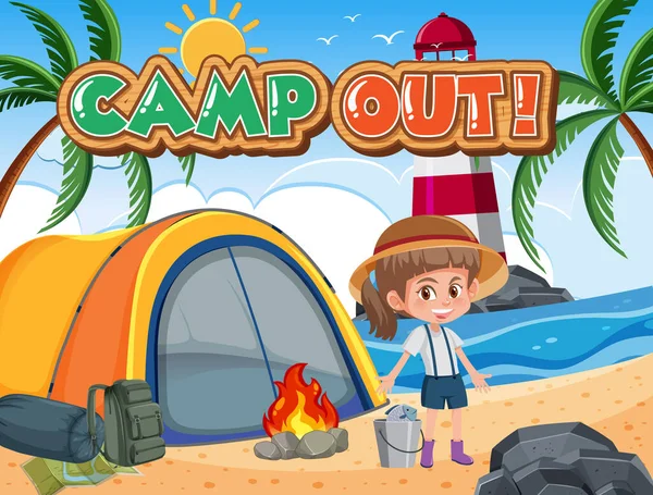 Projektowanie Czcionki Dla Camp Out Tent Park Illustration — Wektor stockowy