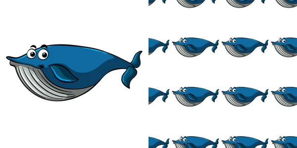 Seamless Background Design Blue Whale Illustration — Stock Vector