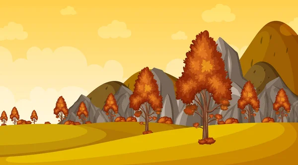 Escena Fondo Con Árboles Temporada Otoño Ilustración — Vector de stock