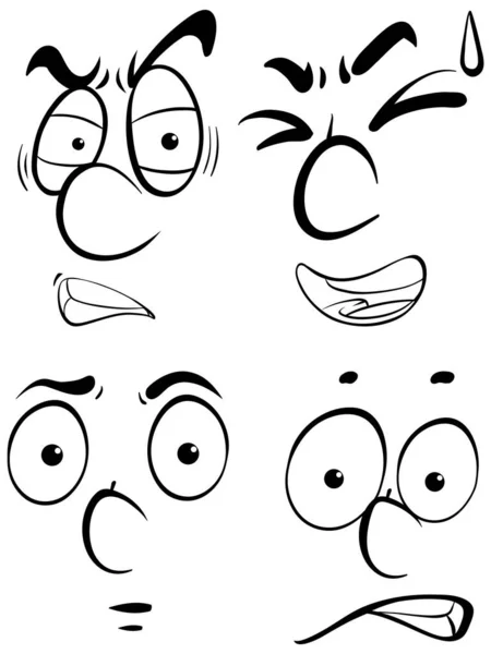 Lidské Tváře Různými Výrazy Obličeje Ilustrace — Stockový vektor