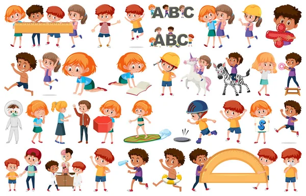 Ensemble Illustrations Personnages Dessins Animés Pour Enfants — Image vectorielle