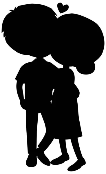 Silhouette Two People Kissing White Background Illustration — Stock Vector
