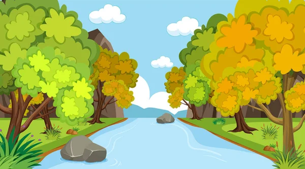 Background Scene Many Trees Park Illustration — Stock Vector