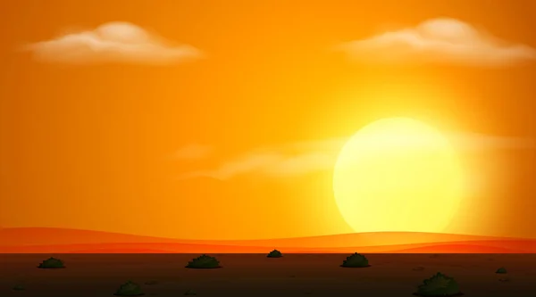 Tło Scena Pole Zachód Słońca Ilustracja — Wektor stockowy