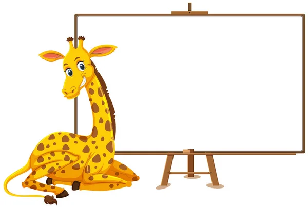 Giraffe Cartoon Figur Und Leeres Banner Auf Weißem Hintergrund — Stockvektor