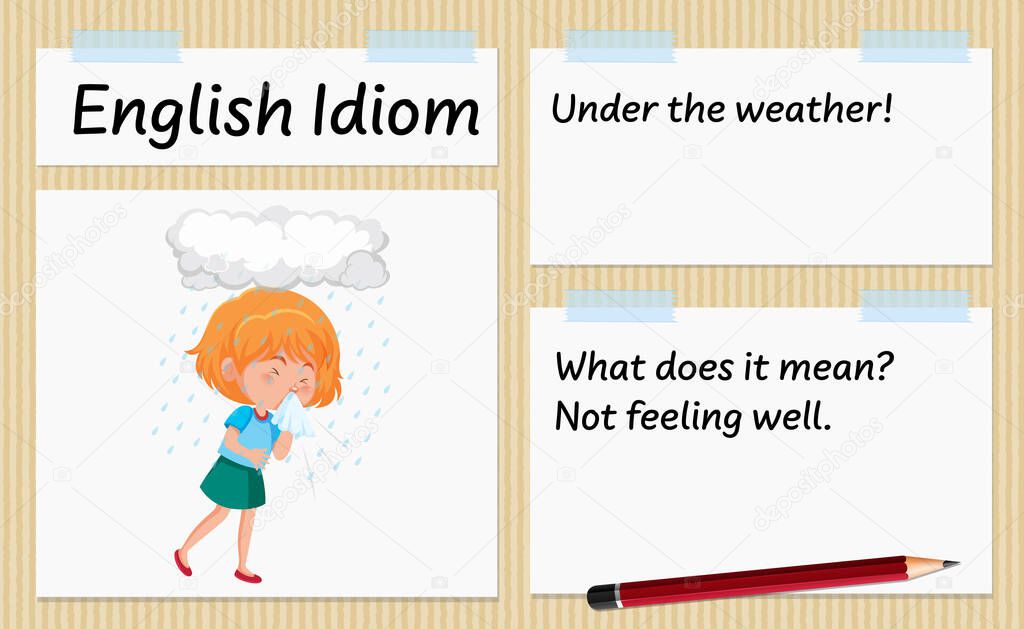 English idiom under the weather template illustration