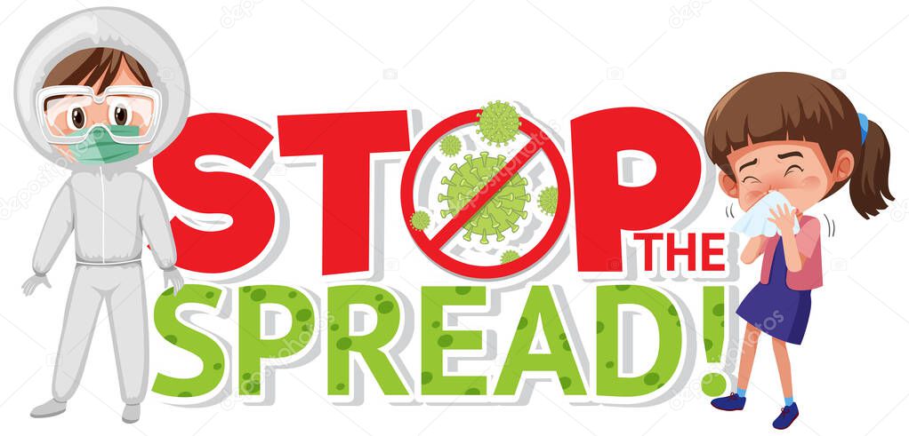 Coronavirus poster design with word stop the spread illustration