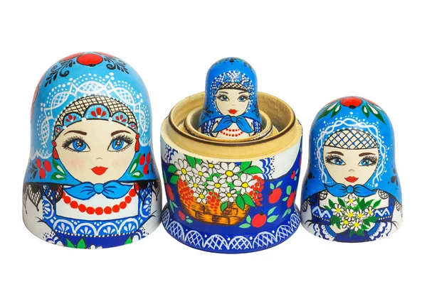 Tres muñecas matryoshka rusas tradicionales — Foto de Stock
