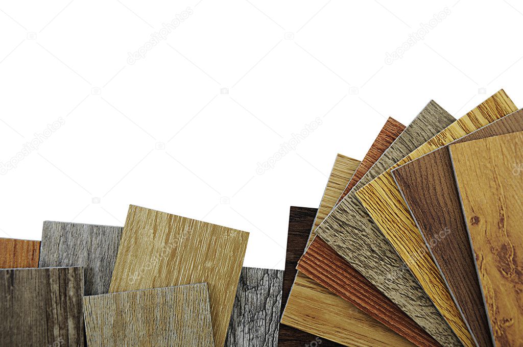 wood texture floor. Samples of laminate and vinyl floor tile on 