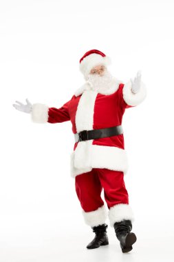Noel Baba kılığında ve el hareketi