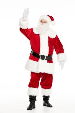 Noel Baba kılığında ve el hareketi
