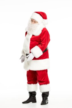 Noel Baba kılığında ve el hareketi