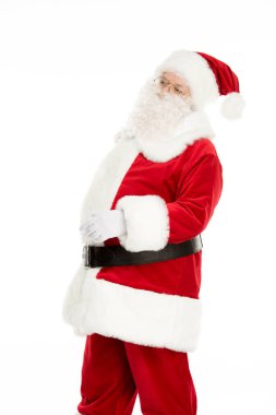 Noel Baba kılığında ve el hareketi