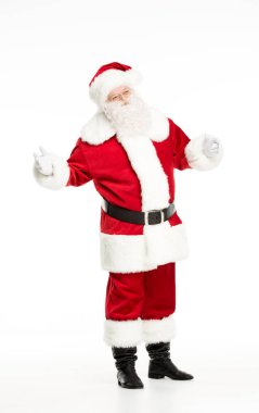 Noel Baba kılığında ve el hareketi