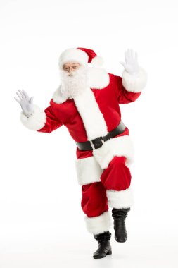 Noel Baba kılığında ve el hareketi