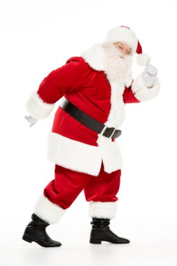 Noel Baba kılığında ve el hareketi