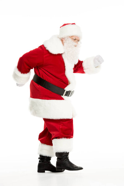 Santa Claus posing and gesturing