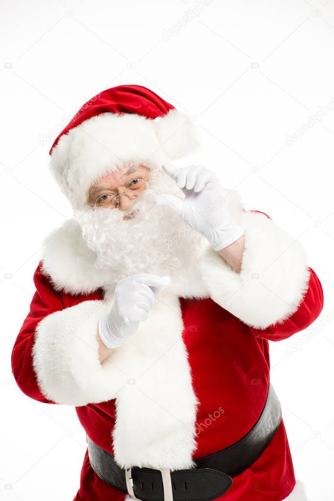 Santa Claus posing and gesturing