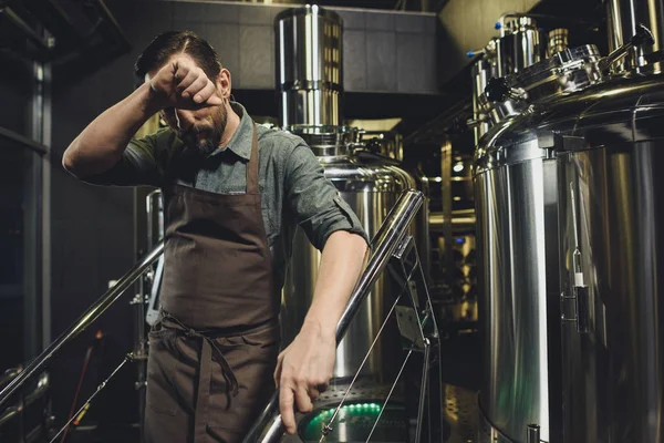 Mannelijke brouwerij werknemer in schort — Stockfoto