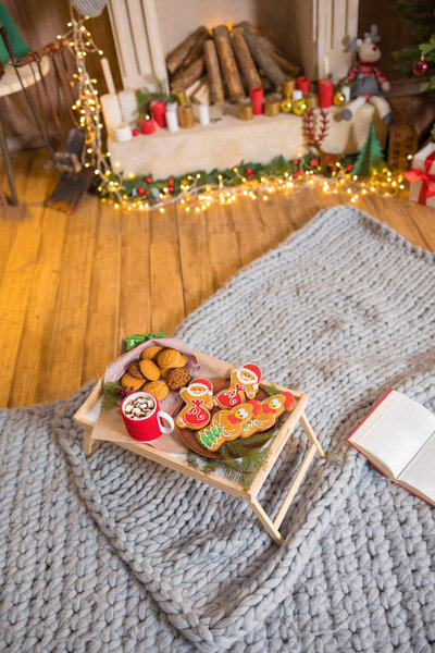 Christmas cookies and hot chocolate  