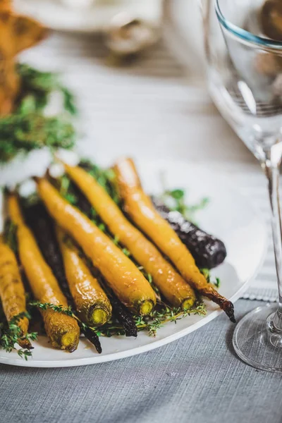 Roasted carrots on plate