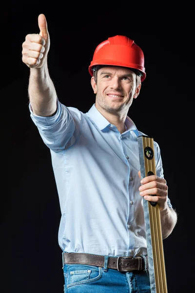 Erkek mühendisi olarak zor şapka — Stok fotoğraf