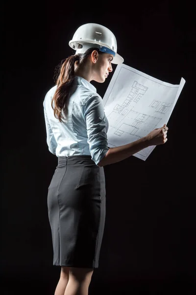 Female architect in helmet — Stock Photo, Image