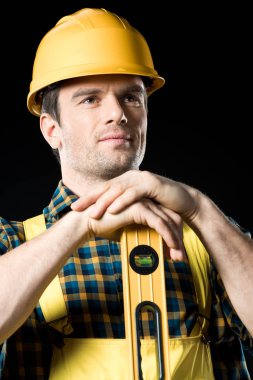Worker with level tool clipart
