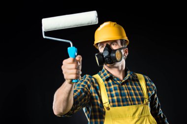 Worker with paint roller clipart