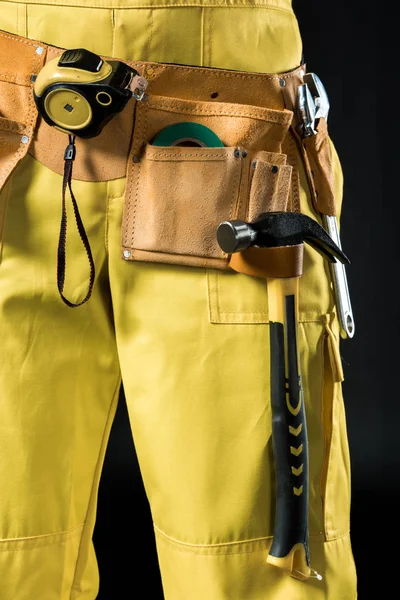 Workman in tool belt — Stock Photo, Image