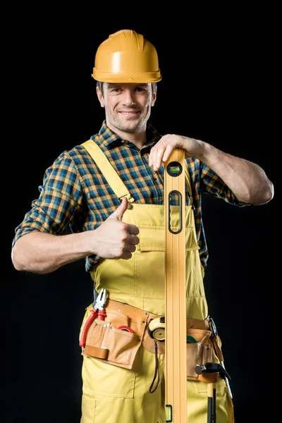 Worker with level tool — Stock Photo, Image