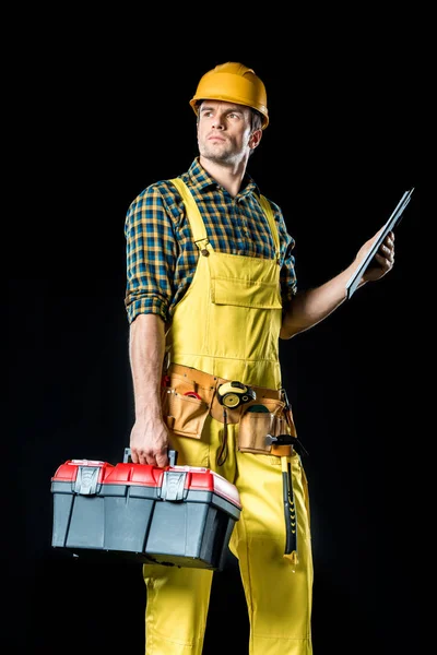 Workman holding tool kit — Stock Photo, Image