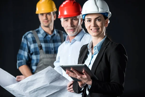 Two architects and engineer — Stock Photo, Image